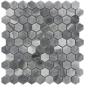 Bardiglio Grey 1″ Hex Polished Marble Mosaic - Marble | Intrepid Marble & Granite