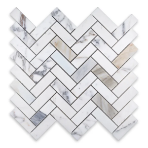 Calacatta Gold 1X3 Herringbone Honed Marble Mosaic - Marble | Intrepid Marble & Granite