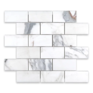 Calacatta Gold 2X4 Brick Polished Marble Mosaic - Marble | Intrepid Marble & Granite
