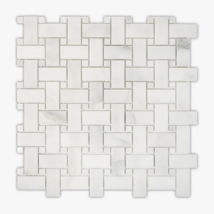 Calacatta Oliva 1X2 Basketweave with White Dot Honed Marble Mosaic - Marble | Intrepid Marble & Granite