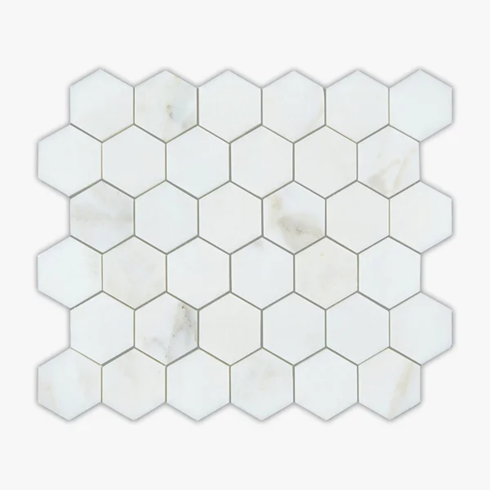 Calacatta Oliva 2″ Hex Honed Marble Mosaic - Marble | Intrepid Marble & Granite