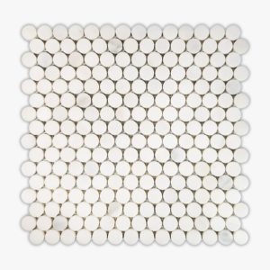 Calacatta Oliva Penny Round Honed Mosaic - Marble | Intrepid Marble & Granite