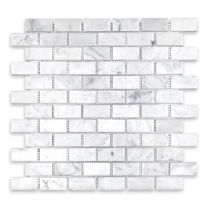 Carrara 1X2 Brick Polished Marble Mosaic - Marble | Intrepid Marble & Granite