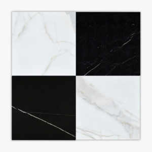 Checkerboard Calacatta Gold+Nero Marquina 12×12 Honed - Marble | Intrepid Marble & Granite
