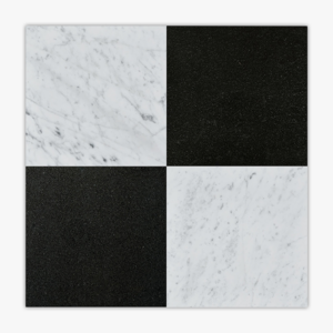 Checkerboard Carrara+Absolute Black 12×12 Honed - Marble | Intrepid Marble & Granite