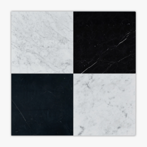 Checkerboard Carrara+Nero Marquina 12×12 Polished - Marble | Intrepid Marble & Granite