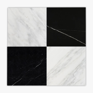 Checkerboard Oriental White+Nero Marquina 12×12 Honed - Marble | Intrepid Marble & Granite