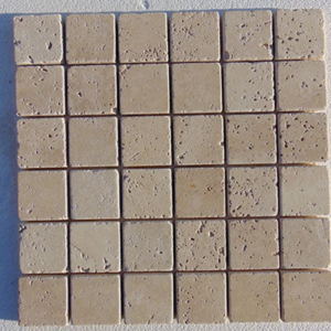Cordoba Cream 2X2 Tumbled Travertine Mosaic - Travertine | Intrepid Marble & Granite