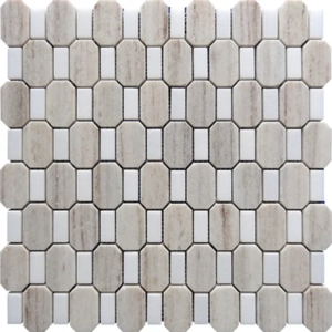 Crystal Wood andThassos White Polished Elongated Octagon - Marble | Intrepid Marble & Granite