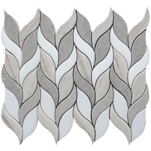 Crystal Wood with Thassos White and Spanish Grey Polished Leaf Mixed - Marble | Intrepid Marble & Granite