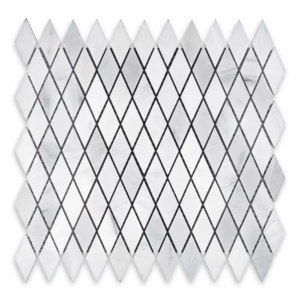 Oriental White 1X2 Rhomboid Honed Mosaic - Marble | Intrepid Marble & Granite