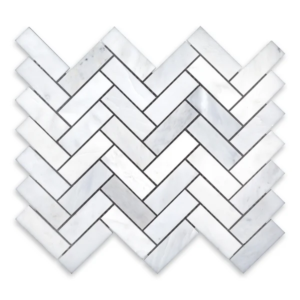Oriental White 1X3 Herringbone Honed Mosaic - Marble | Intrepid Marble & Granite