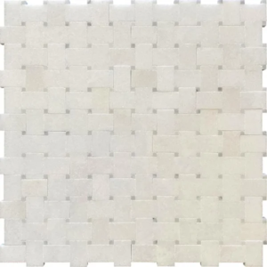 Oriental White Honed Micro-Basket Weave with Carrara Dot - Marble | Intrepid Marble & Granite