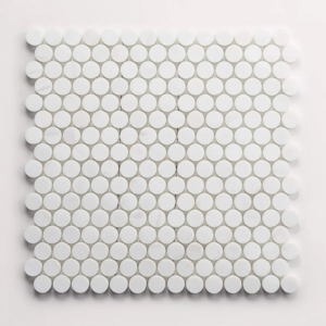 Snow White Penny Round Polished Mosaic - Marble | Intrepid Marble & Granite
