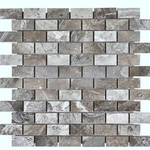 Atlantic Gray 1X2 Brick Honed Marble Mosaic