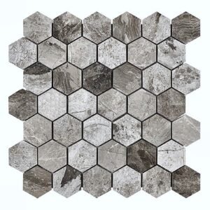 Atlantic Gray 2" Hex Honed Marble Mosaic