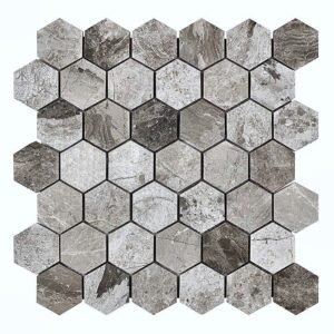 Atlantic Gray 2" Hex Honed Marble Mosaic