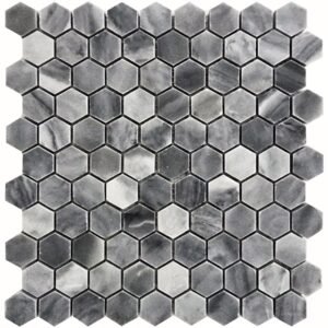 Bardiglio Grey 1″ Hex Polished Marble Mosaic - Marble | Intrepid Marble & Granite