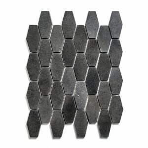 Basalto Elongated Hex Honed Basalt Mosaic
