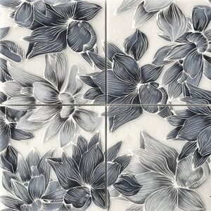 Blooming Blue Etched 12×12 Mesh Mounted on Bianco Ibiza - Marble | Intrepid Marble & Granite