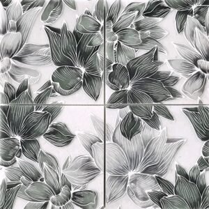 Blooming Green Etched 12×12 Mesh Mounted on Bianco Ibiza - Marble | Intrepid Marble & Granite