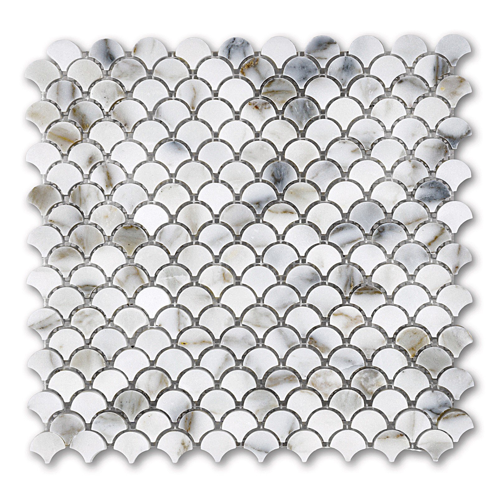 Calacatta Gold 1″ Fan Polished Marble Mosaic - Marble | Intrepid Marble & Granite