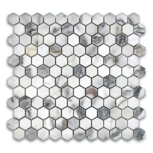 Calacatta Gold 1" Hex Polished Marble Mosaic