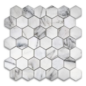 Calacatta Gold 2" Hex Honed Marble Mosaic
