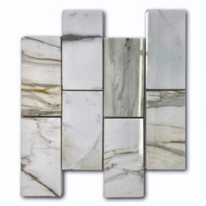 Calacatta Gold 3X6 Framed with Thassos White Polished Marble Mosaic