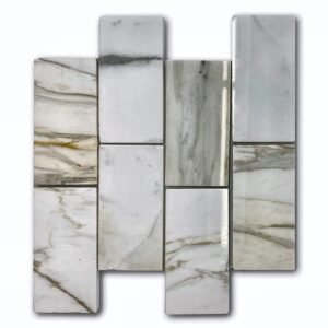Calacatta Gold 3X6 Framed with Thassos White Polished Marble Mosaic