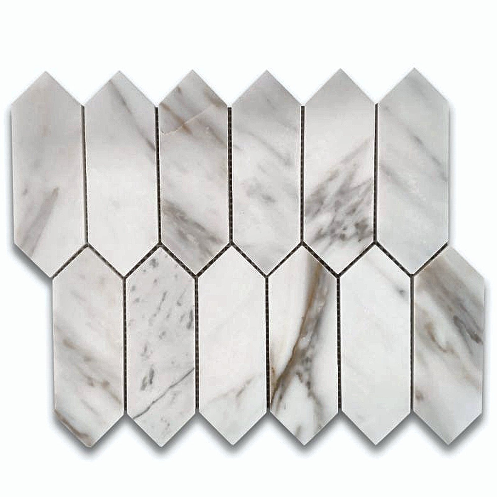 Calacatta Gold 4" Picket Polished Marble Mosaic