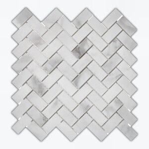 Calacatta Oliva 1X2 Herringbone Polished Marble Mosaic