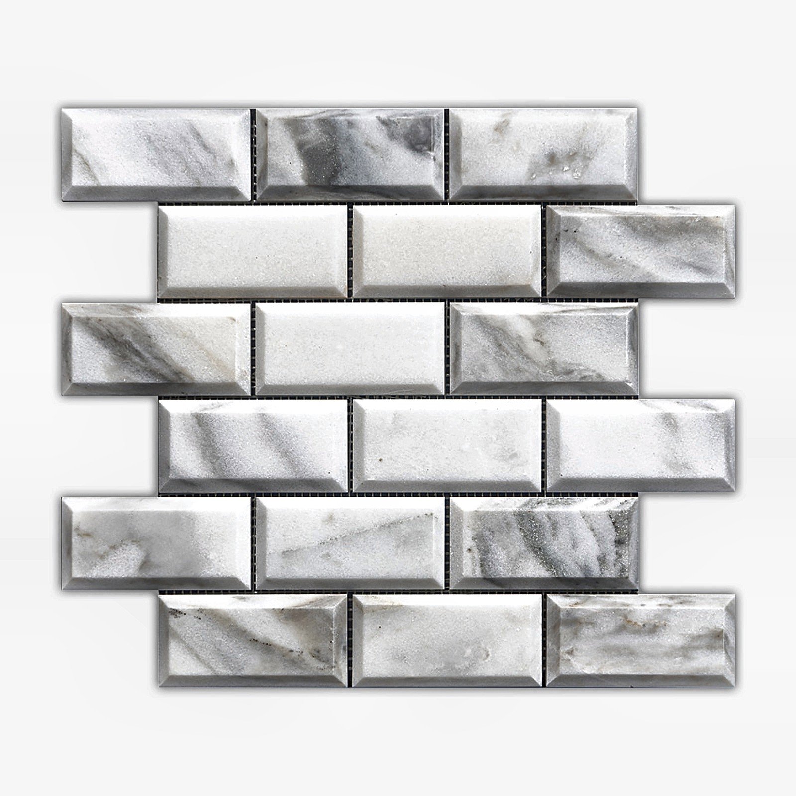 Calacatta Oliva 2X4 Brick Deep Bevel Polished Marble Tile