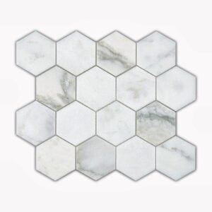 Calacatta Oliva 3" Hex Honed Marble Mosaic