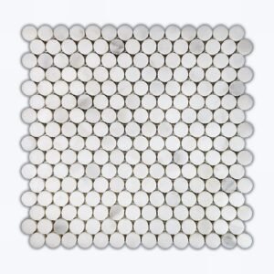 Calacatta Oliva Penny Round Honed Mosaic