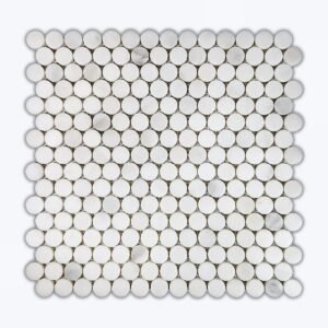 Calacatta Oliva Penny Round Polished Mosaic