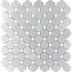 Calcite Azul Polished Octagon with Thassos White Dot - Marble | Intrepid Marble & Granite