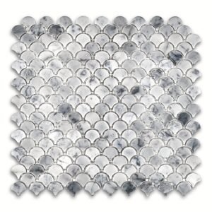 Carrara 1" Fan Polished Marble Mosaic