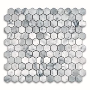 Carrara 1" Hex Honed Marble Tile