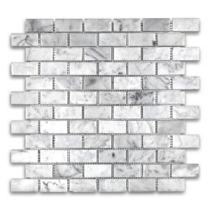 Carrara 1X2 Brick Polished Marble Mosaic