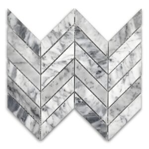 Carrara 1X4 Chevron Polished Marble Mosaic
