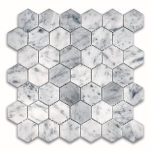 Carrara 4" Hex Honed Marble Mosaic