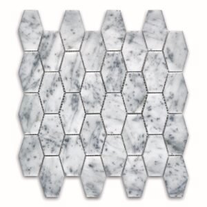 Carrara 2X3 Elongated Hex Polished Marble Mosaic