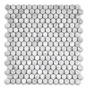 Carrara Penny Round Honed Marble Mosaic