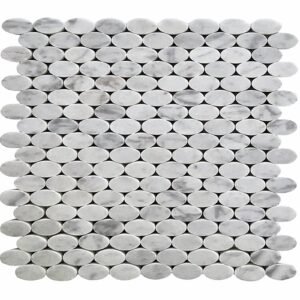 Carrara White Eliptical Polished Marble Mosaic