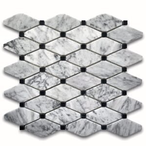 Carrara White Framed Diamond Polished Marble Mosaic - Marble | Intrepid Marble & Granite