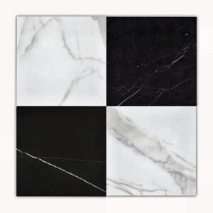 Checkerboard Calacatta Gold+Nero Marquina 12x12 Polished