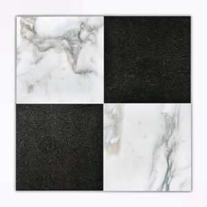 Checkerboard Thassos+Absolute Black 12x12 Honed