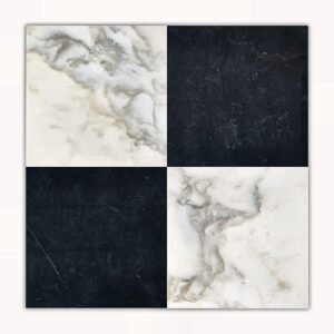 Checkerboard Calacatta Oliva+Nero Marquina 12x12 Polished