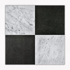 Checkerboard Carrara+Absolute Black 12x12 Honed